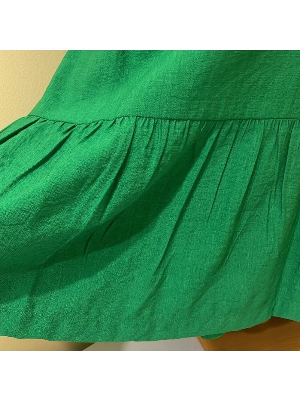 CeCe Green Solid Round Neck Shift Dress Ruffle Flutter Sleeves Knee 18W 7431916 - Picture 4 of 7